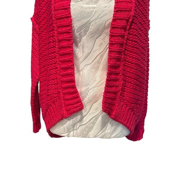Moth Anthropologie Pink Cardigan Womens Sz XS Open Front High Low Chunky Knit - Picture 11 of 15